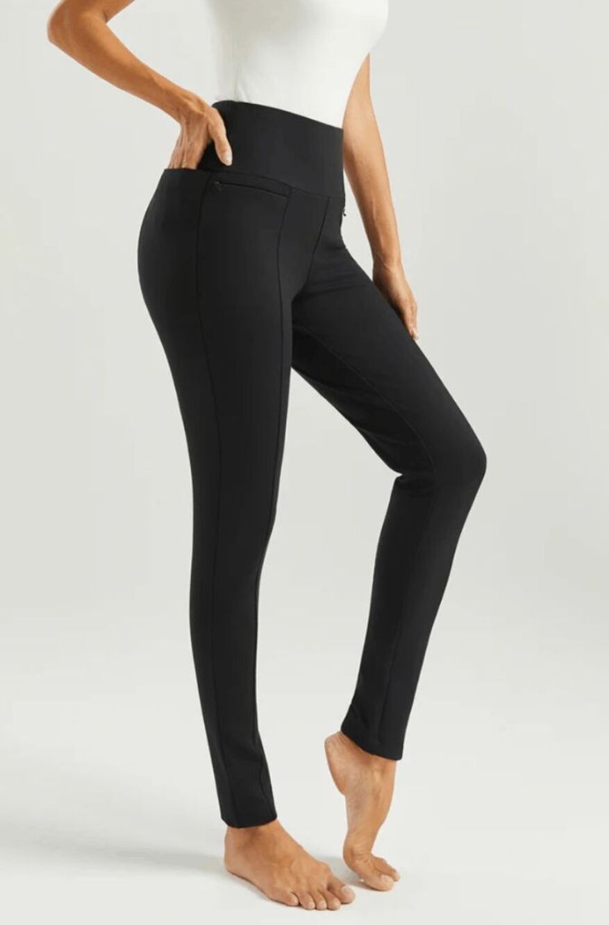 New Betabrand Black Power Down Skinny Dress Pant Yoga Pants Large Long Tall